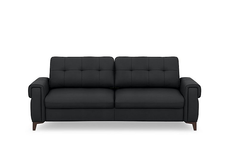 Zoom Leather 3 Seater Sofa Bed - Natural Black Mica