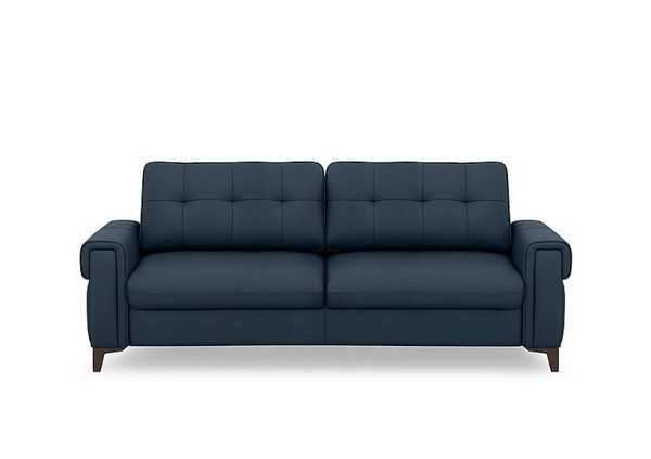 Zoom Leather 3 Seater Sofa Bed  Natural Milled Navy | Bed Sava