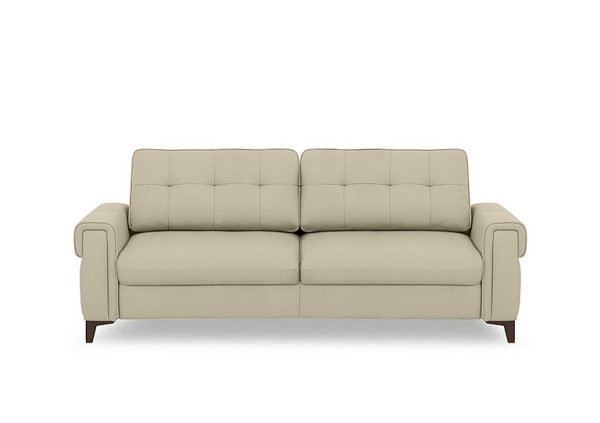 Zoom Leather 3 Seater Sofa Bed  Natural Sand | Bed Sava