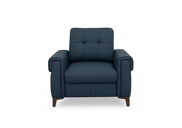Zoom Leather Chair Sofa Bed  Natural Milled Navy | Bed Sava