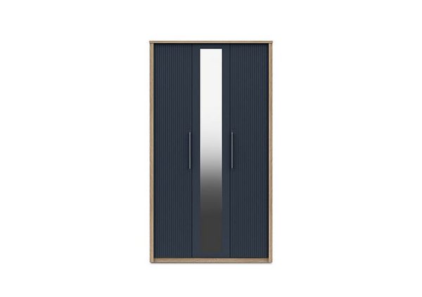 London Bedrooms  Chelsea 3 Door Tall Wardrobe with Mirror Door and Silver Handles  Royal Blue | Bed Sava