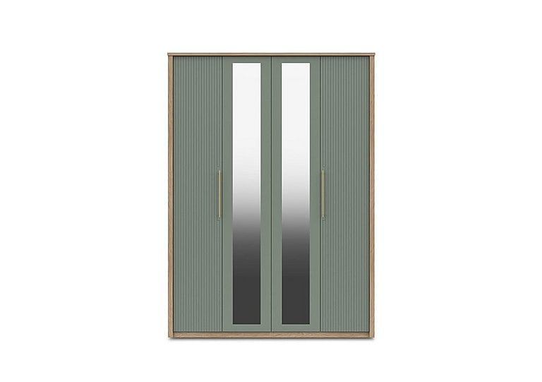 London Bedrooms  Chelsea 4 Door Tall Wardrobe with 2 Mirror Doors and Gold Handles | Bed Sava