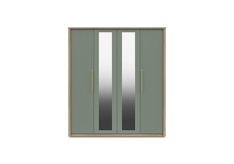 London Bedrooms  Chelsea 4 Door Wardrobe with 2 Mirror Doors and Gold Handles | Bed Sava