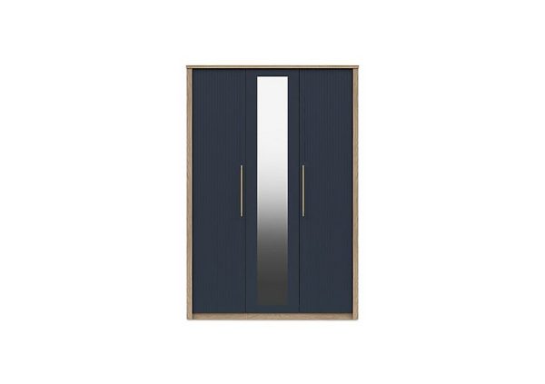 London Bedrooms  Chelsea 3 Door Wardrobe With Mirror Door and Gold Handles  Royal Blue | Bed Sava