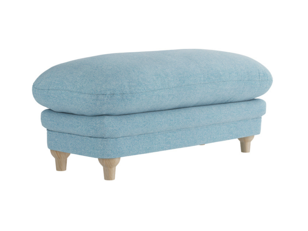 Plumpton Blue Footstool in Denim Blue and Duck Egg Chenille