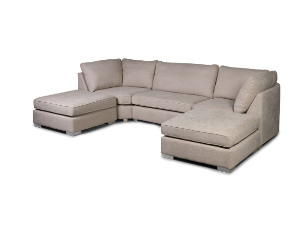 Primrose U Shape Sofa in Cream Kensington Fabric | Bed Sava