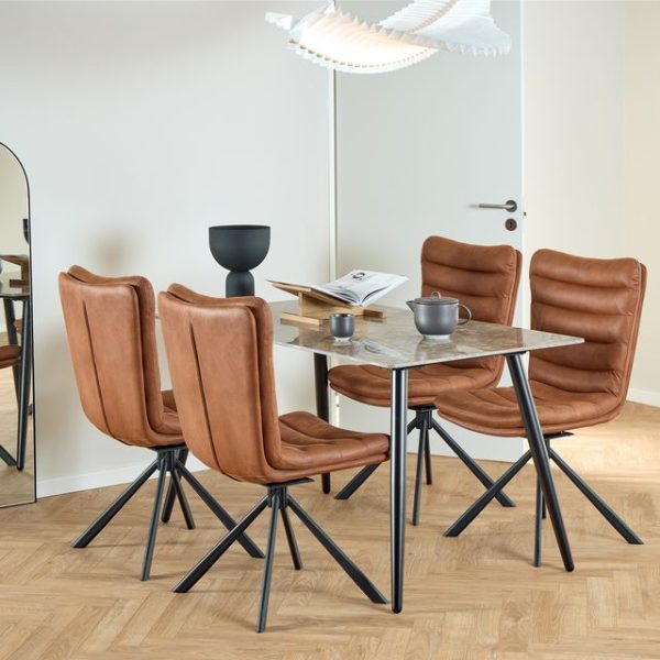 Wicklow Ceramic Dining Table BrownBlack | Bed Sava