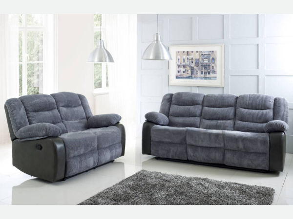 Rio Recliner 3+2 Sofa Set Grey Cord | Bed Sava