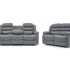 Sorrentino 3+2 Recliner Sofa Set in Grey Aire Leather | Bed Sava