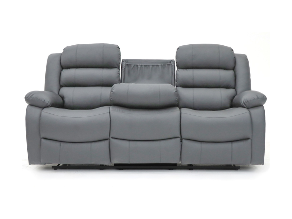 Roma Recliner 3 Seater Sofa Grey Aire Leather | Bed Sava