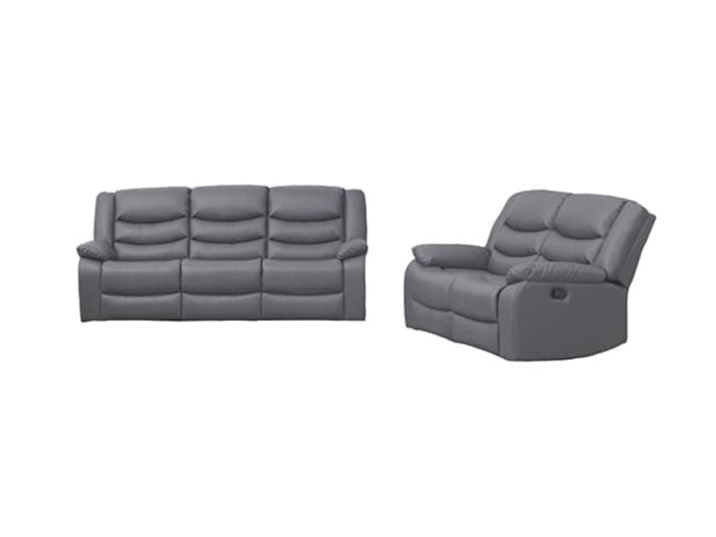 Roma Recliner 3+2 Seater Sofa Set Grey Aire Leather