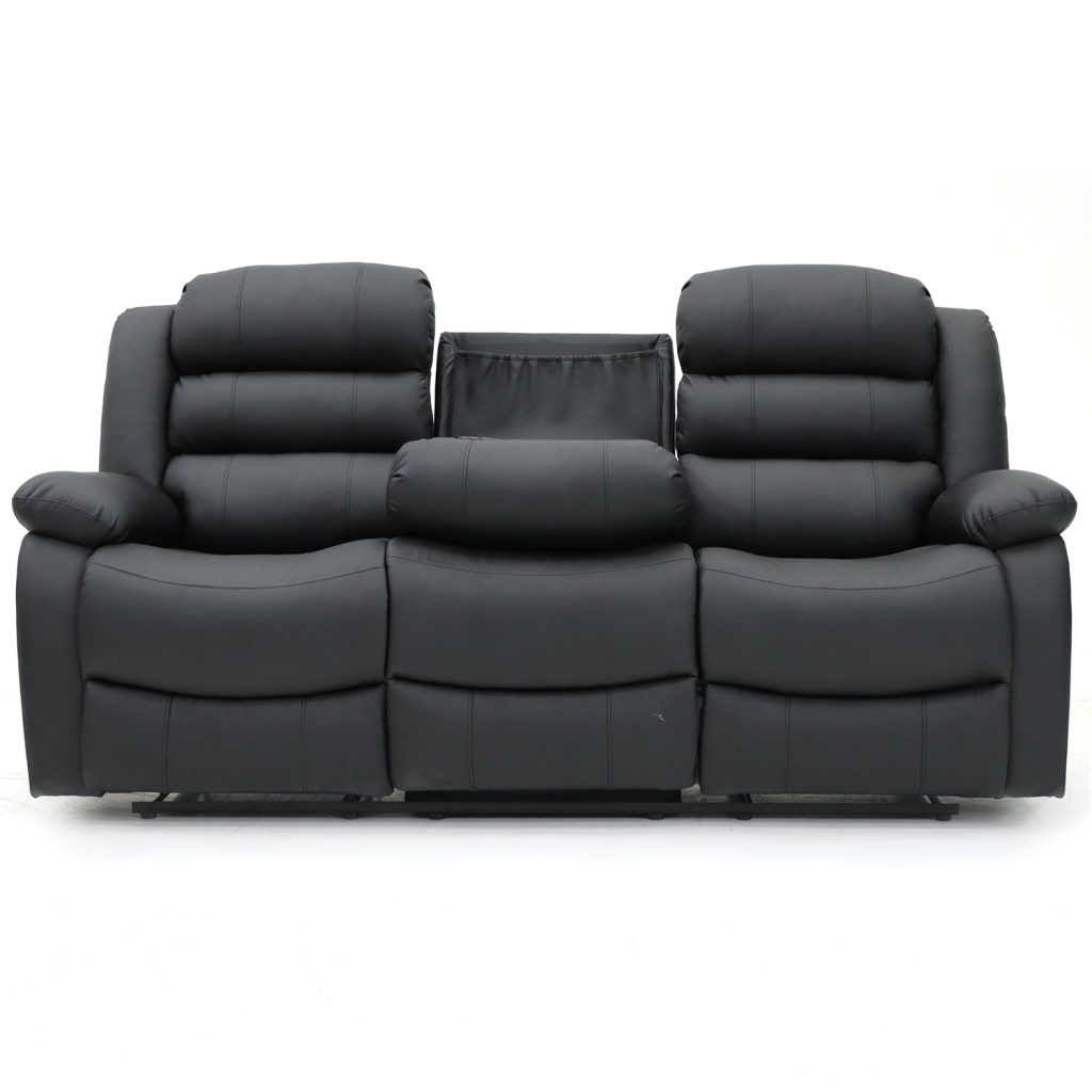 Sorrentino Recliner 3 Seater Sofa Black Aire Leather