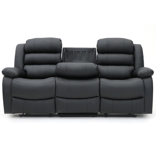 Roma Series 2 Recliner 3 Seater Sofa Black Aire Leather | Bed Sava