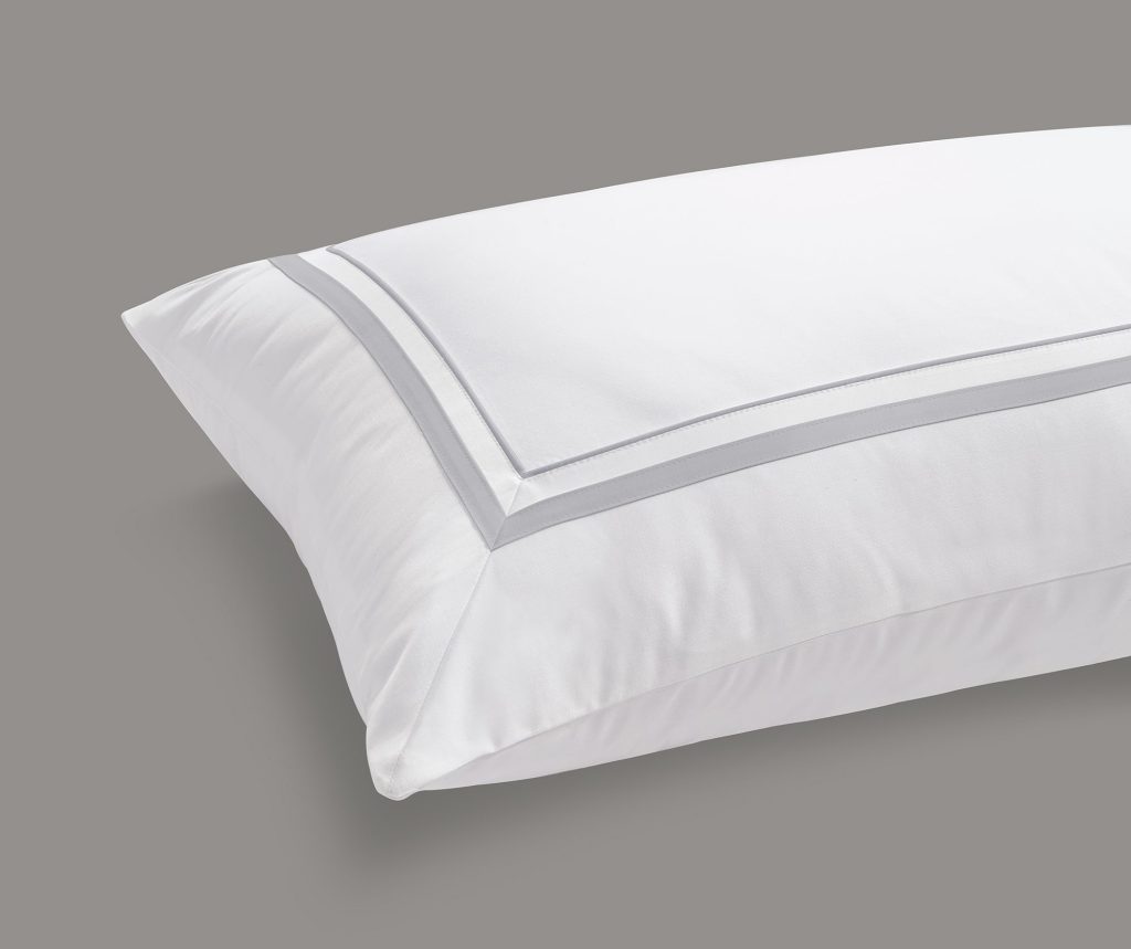 800 Thread Count Pair (2 Pillowcases) of Egyptian Cotton Royalton Lux Buttery Smooth Pillowcases - Silver Dove Grey, Standard / White with Silver Dove Grey