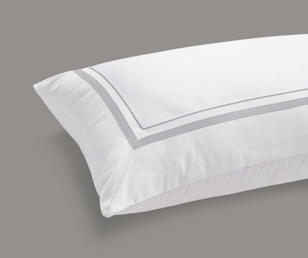 800 Thread Count Pair 2 Pillowcases of Egyptian Cotton Royalton Lux Buttery Smooth Pillowcases  Silver Dove Grey Standard  White with Silver Dove Grey | Bed Sava