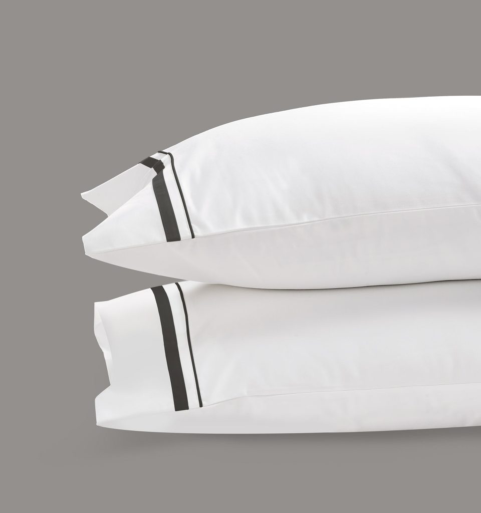 800 Thread Count Pair (2 Pillowcases) of Egyptian Cotton Royalton Lux Buttery Smooth Pillowcases - Jet Black, Oxford / White with Jet Black