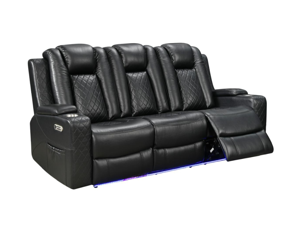 Sianna Electric Recliner 3 Seater Sofa Black Aire Leather