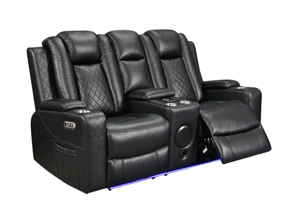 Sianna 2 Seater Electric Recliner Sofa Black Aire Leather | Bed Sava