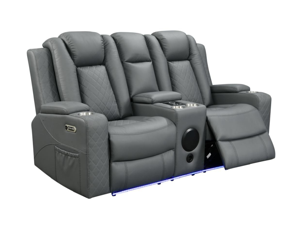 Sianna 2 Seater Electric Recliner Sofa Grey Aire Leather