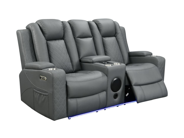 Sianna 2 Seater Electric Recliner Sofa Grey Aire Leather | Bed Sava