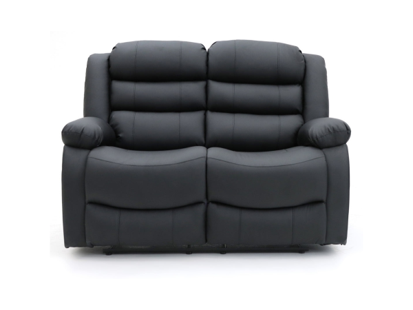Roma Series 2 Recliner 2 Seater Sofa Black Aire Leather | Bed Sava