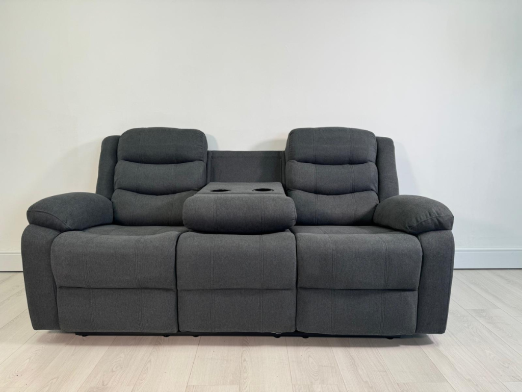 Sorrentino 3 Seater Recliner Sofa Grey Chenille Fabric