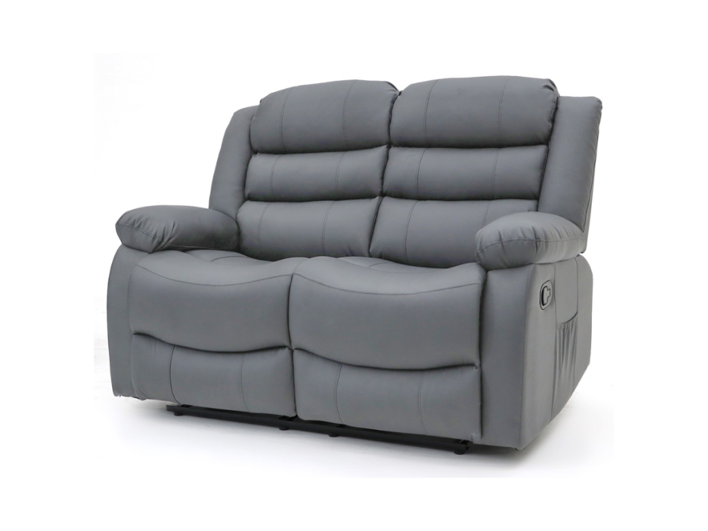 Roma Recliner 2 Seater Sofa Grey Aire Leather