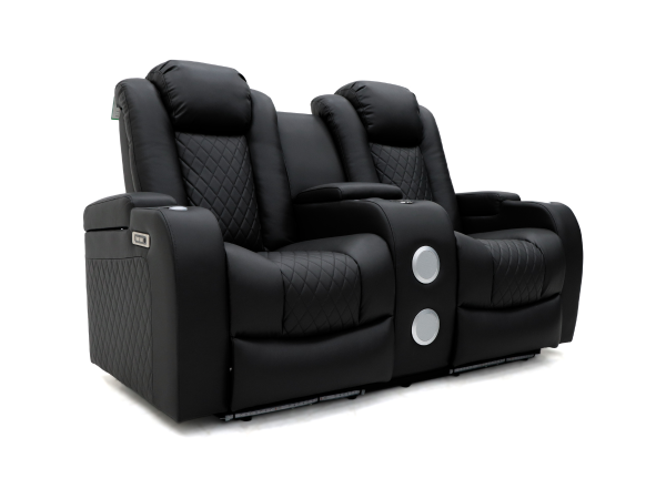 Tech 8 Smart 2 Seater Electric Recliner Sofa Black Aire Leather | Bed Sava