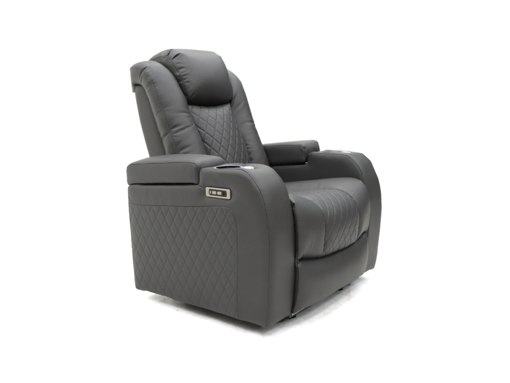 Tech 8 Smart Electric Recliner Armchair Grey Aire Leather