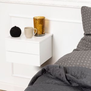 Avignon Bedside Table with 2 Drawers in White | Bed Sava