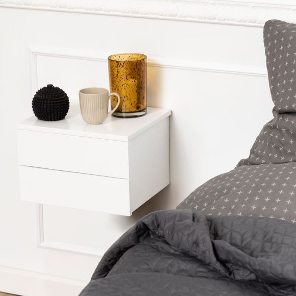 Avignon Bedside Table with 2 Drawers in White | Bed Sava