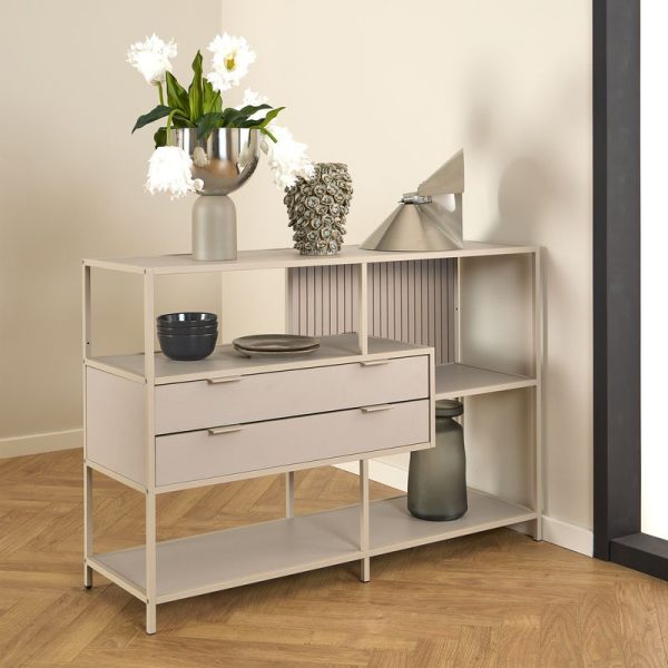 Seaford Grey Storage Unit with 2 Drawers and 3 Shelves | Bed Sava