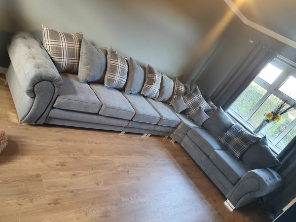 Verona Modular Corner Sofa Scatter Back Grey | Bed Sava