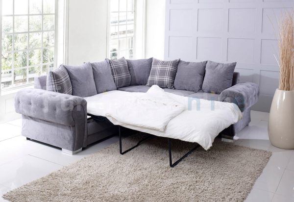 Verona Fernando Corner Sofa Bed Scatter Back Sleeper Grey | Bed Sava