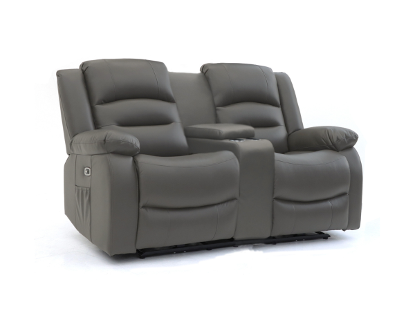 Vinson 2 Seater Electric Recliner Sofa Grey Aire Leather | Bed Sava