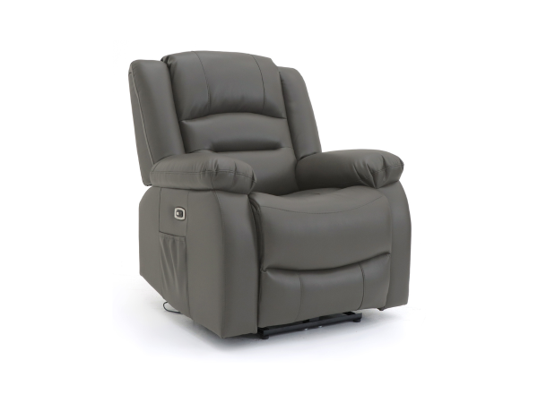 Vinson Electric Recliner Armchair Grey Aire Leather with USB Port | Bed Sava