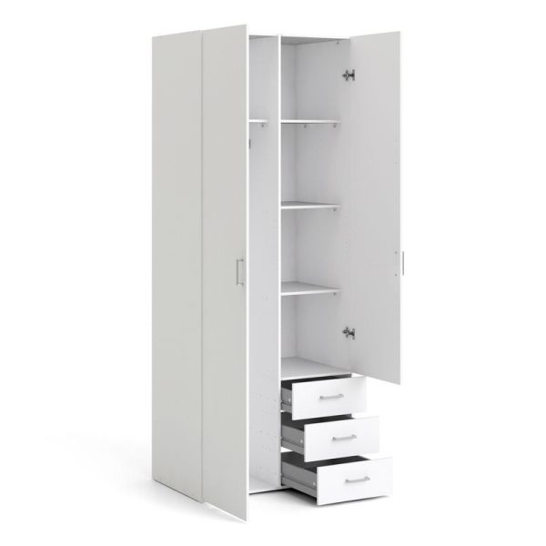 Space Wardrobe 2 Doors 3 Drawers in White 2001 | Bed Sava
