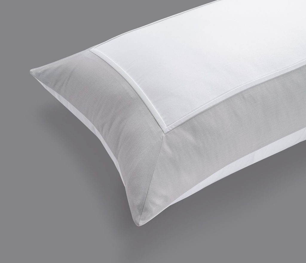 800 Thread Count Pair (2 Pillowcases) of Egyptian Cotton Windsor Lux Buttery Smooth Pillowcases - Silver Dove Grey, Standard / White with Silver Dove Grey