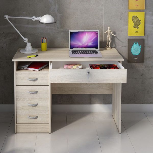 Function Plus Desk 5 Drawers in Oak | Bed Sava