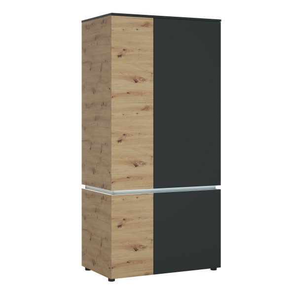 Luci 4 Door Wardrobe including LED lighting in Platinum and Oak | Bed Sava