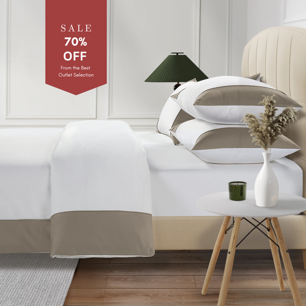 800 Thread Count Egyptian Cotton Harrogate Lux Buttery Smooth Duvet Cover - Simply Taupe (OS), Single / White with Taupe