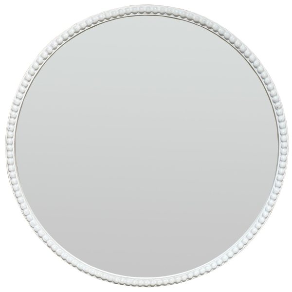 Washed Wood Framed Beaded Mirror | Bed Sava