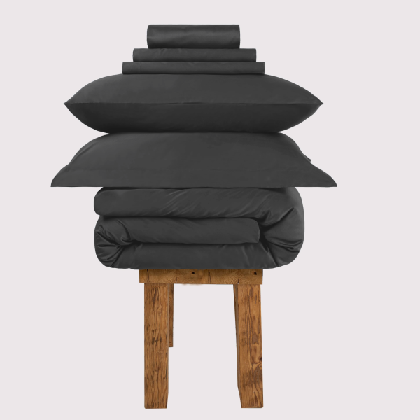 800 Thread Count Egyptian Cotton Grand Splendour LUXE Graphite Grey Bedding Set Single  Grey | Bed Sava