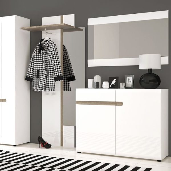 Chelsea Living 1 Drawer 2 Door Sideboard in White with a Truffle Oak Trim | Bed Sava