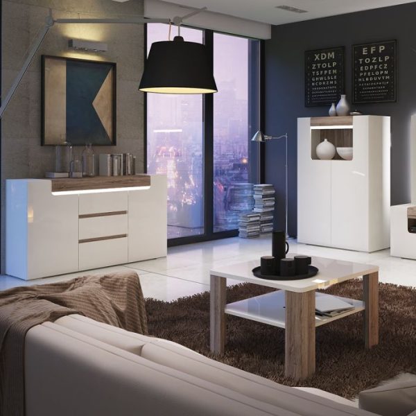 Toronto 2 Door 3 Drawer Sideboard inc Plexi Lighting | Bed Sava