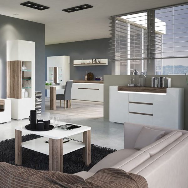 Toronto Wide 4 Door 2 Drawer Sideboard inc Plexi Lighting | Bed Sava