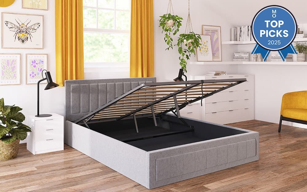 Novo Lottie Fabric Ottoman Bed Frame, Small Double, Off White Woven