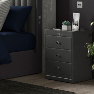 Kuban 3 Drawer USB C Bedside Table | Bed Sava