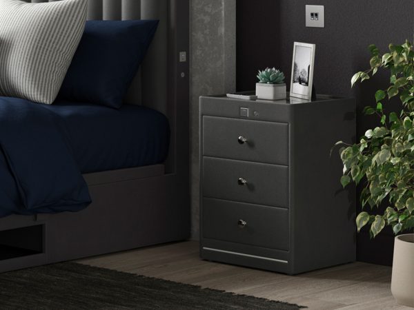 Kuban 3 Drawer USB C Bedside Table | Bed Sava