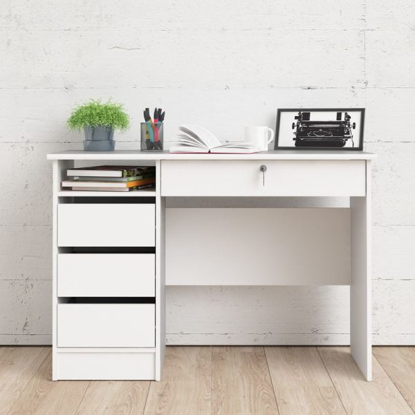 Function Plus 4 Drawer Desk Handleless Drawer in White | Bed Sava
